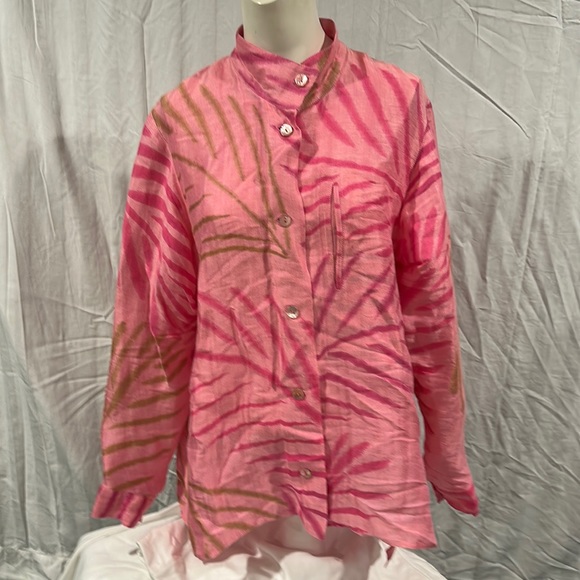 Vintage Kay Chapman pink silk and linen button down - Size 0 - Picture 1 of 6